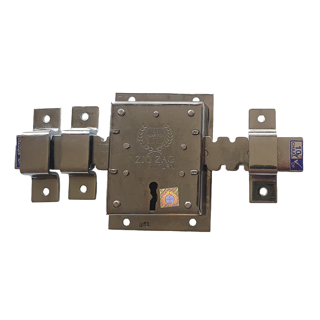 Harrison (C-0579) Zig Zag 10 Turn Godown Lock For Double Door - 2 Keys