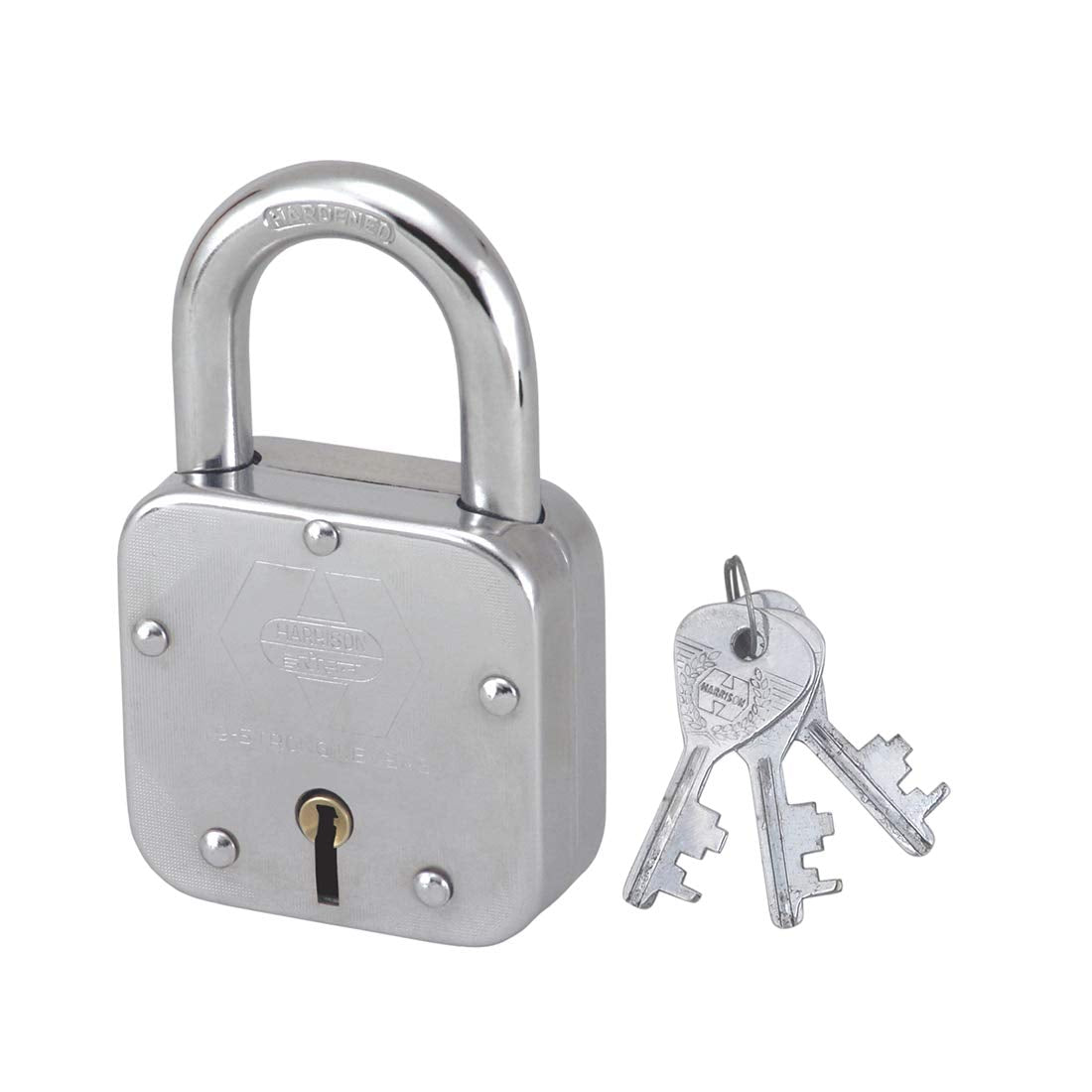 Harrison (C-0033) 65mm T-27/BCP Premium Square Padlock With Brass Levers - 3 Keys