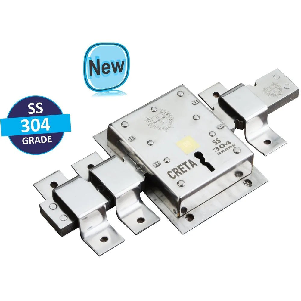Harrison (C-0647) Creta 10 Turn SS304GR Godown Lock For Double Door - 2 Keys