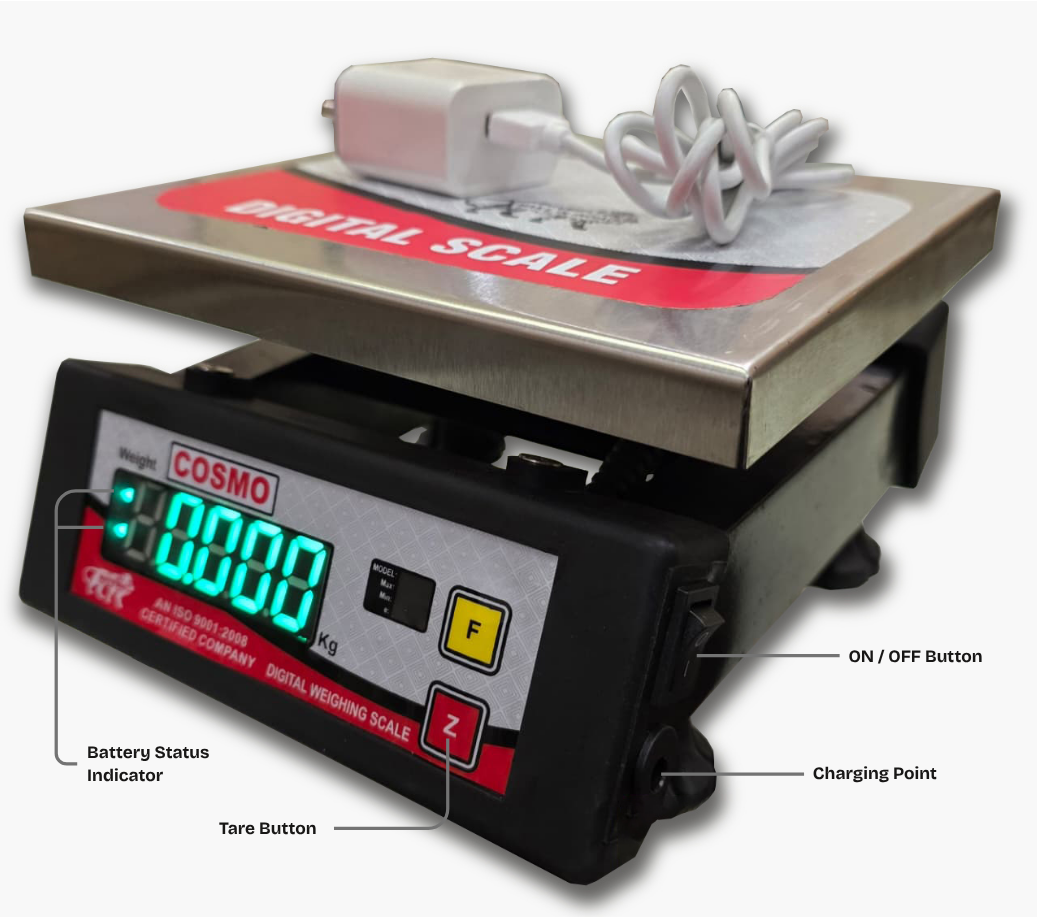Cosmo 30kg x 1g Micro Mini Chicken Commercial Digital Weighing Scale, 160x180mm