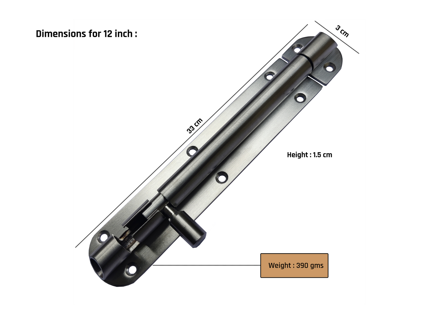 Aranze DSTB_5 Tower Bolt For Doors And Windows, Stainless Steel Matt Finish