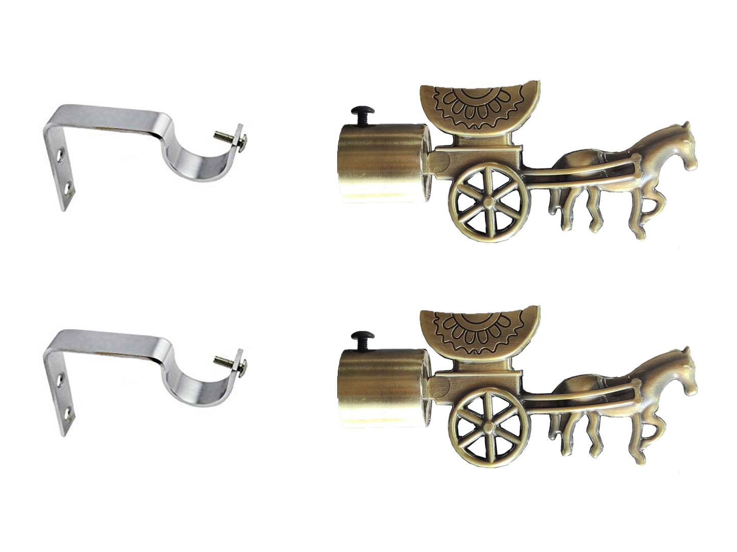 Aranze DSCB_2_150mm 6 inch Curtain Bracket With Support For 1 inch Rod, Antique Finish