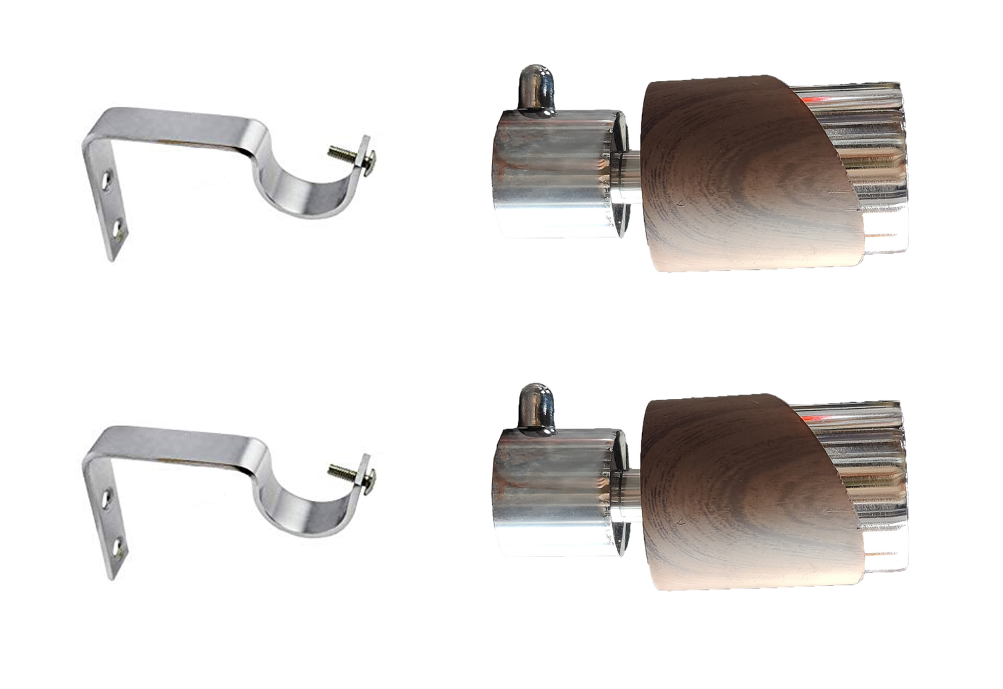 Aranze DSCB_7_75mm 3 inch Curtain Bracket With Support For 1 inch Rod, Wood S.S. Finish