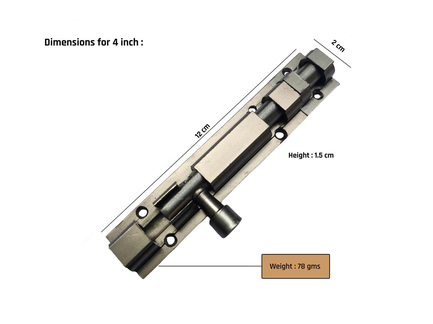 Aranze DSTB_10 Tower Bolt For Doors And Windows, Stainless Steel Matt Finish