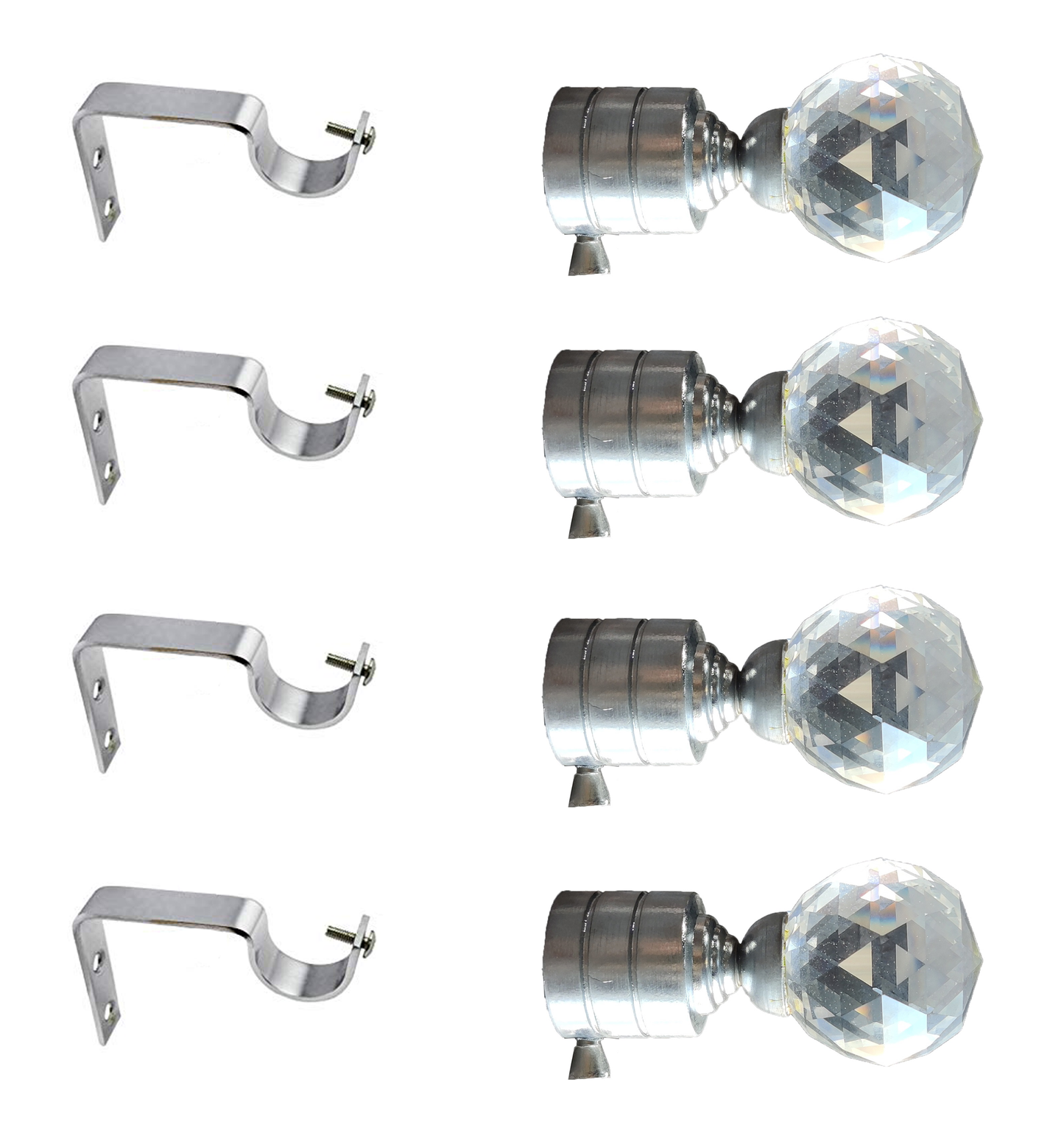 Aranze DSCB_9_100mm 4 inch Curtain Bracket With Support For 1 inch Rod, Silver Finish