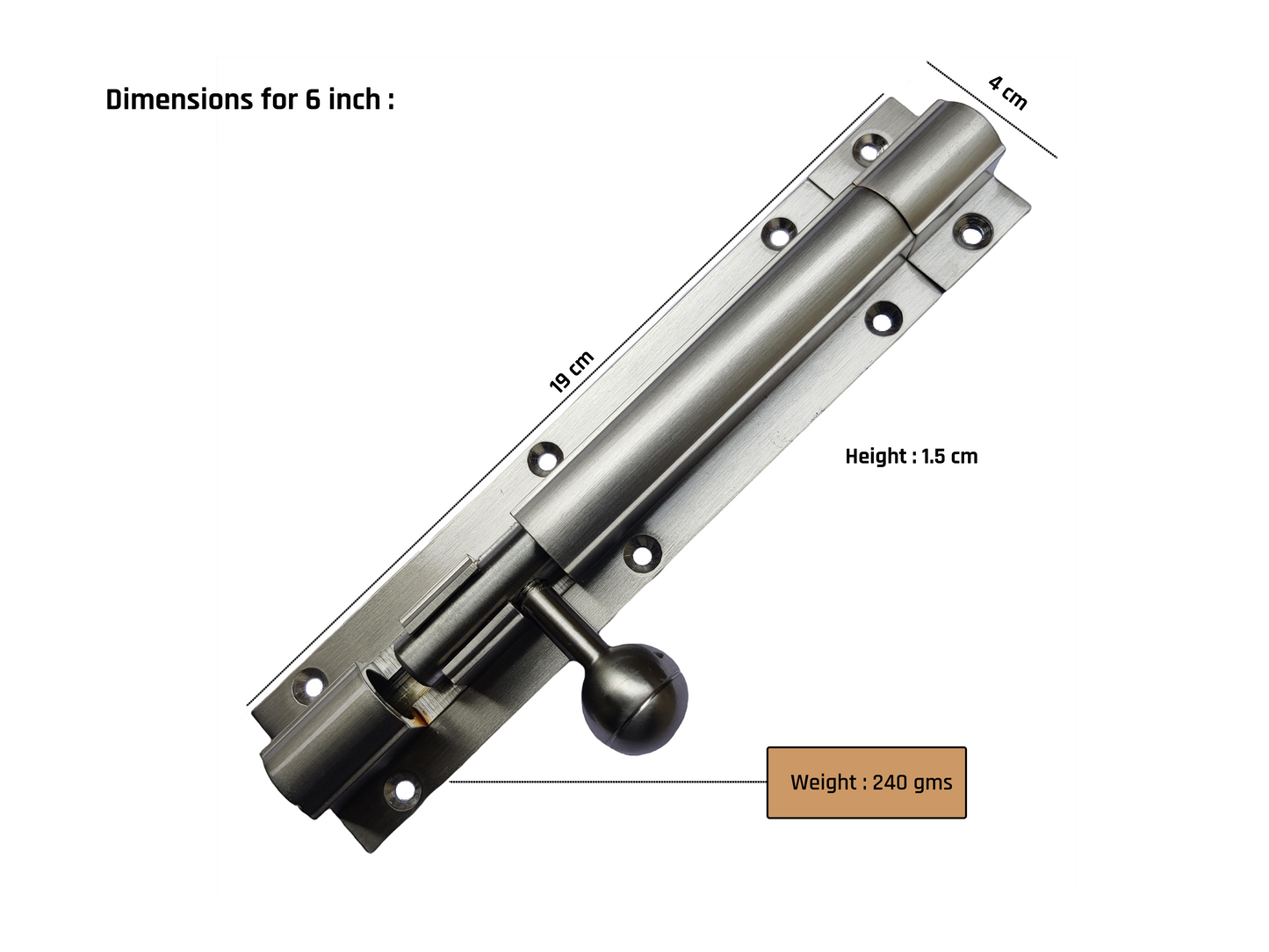 Aranze DSTB_2 Tower Bolt For Doors And Windows, Stainless Steel Matt Finish