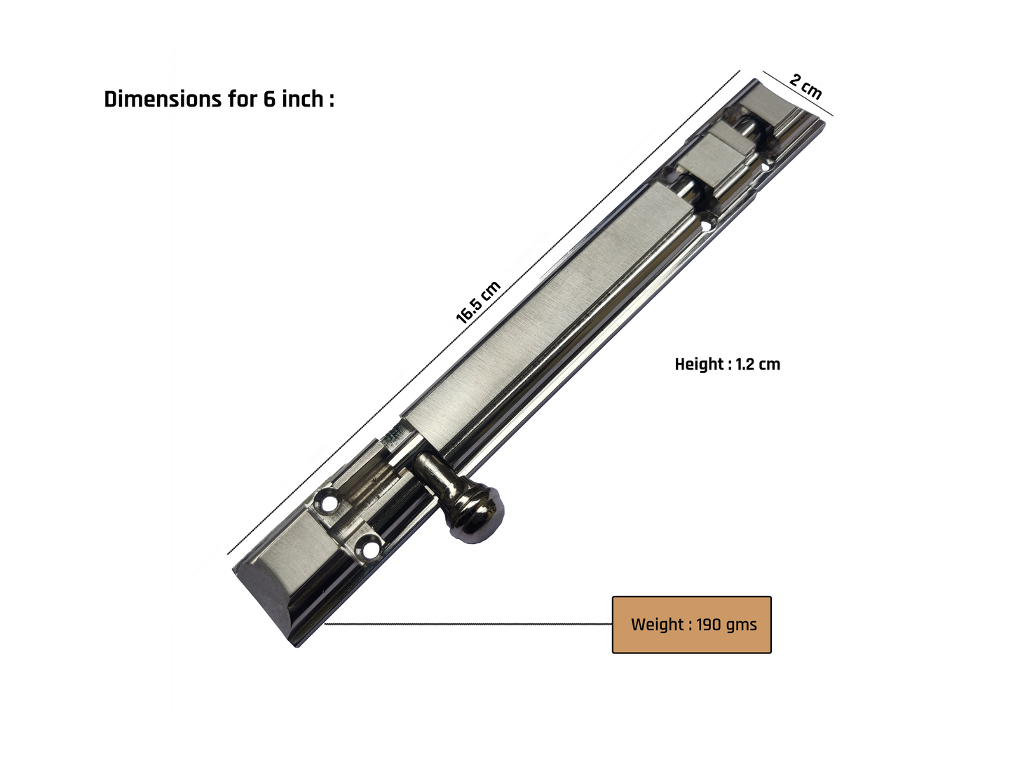 Aranze DSTB_8 Tower Bolt For Doors And Windows, Stainless Steel Finish