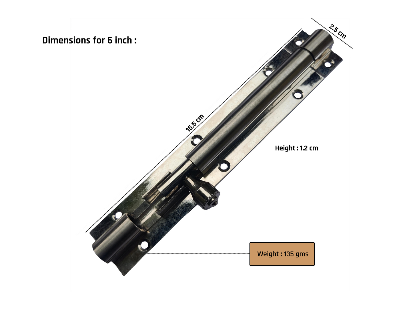 Aranze DSTB_4 Tower Bolt For Doors And Windows, Stainless Steel Finish