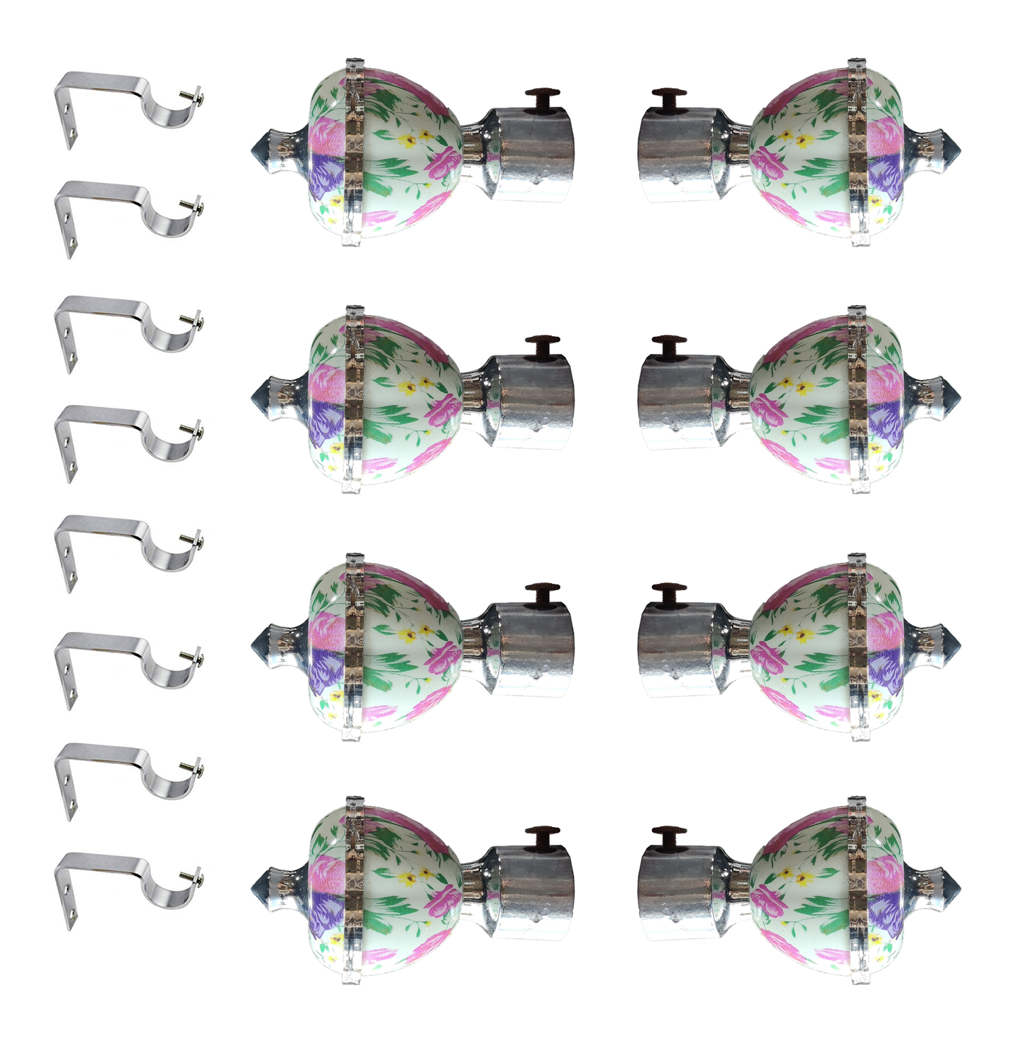 Aranze DSCB_10_75mm 3 inch Curtain Bracket With Support For 1 inch Rod, Silver Finish