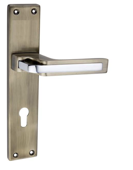 Aranze 8 inch Heavy Duty Mortise Door Lock Set, Finish : NVL Antique, Silver Met Chrome, Plate : S.S
