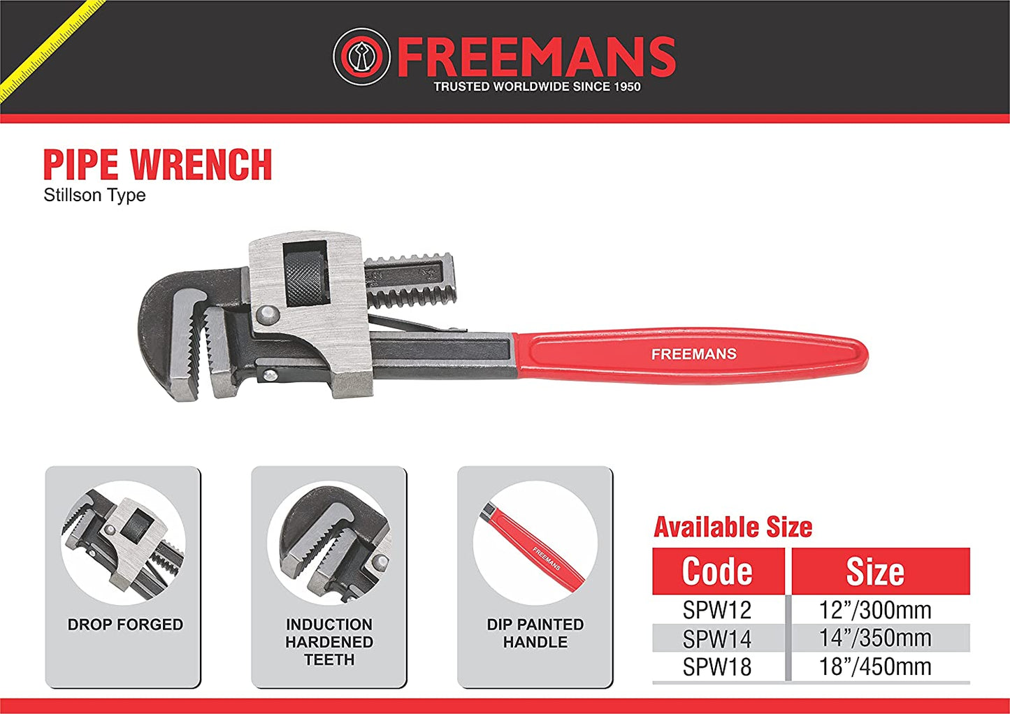 Freemans SPW18 18 inch Pipe Wrench, Stillson Type