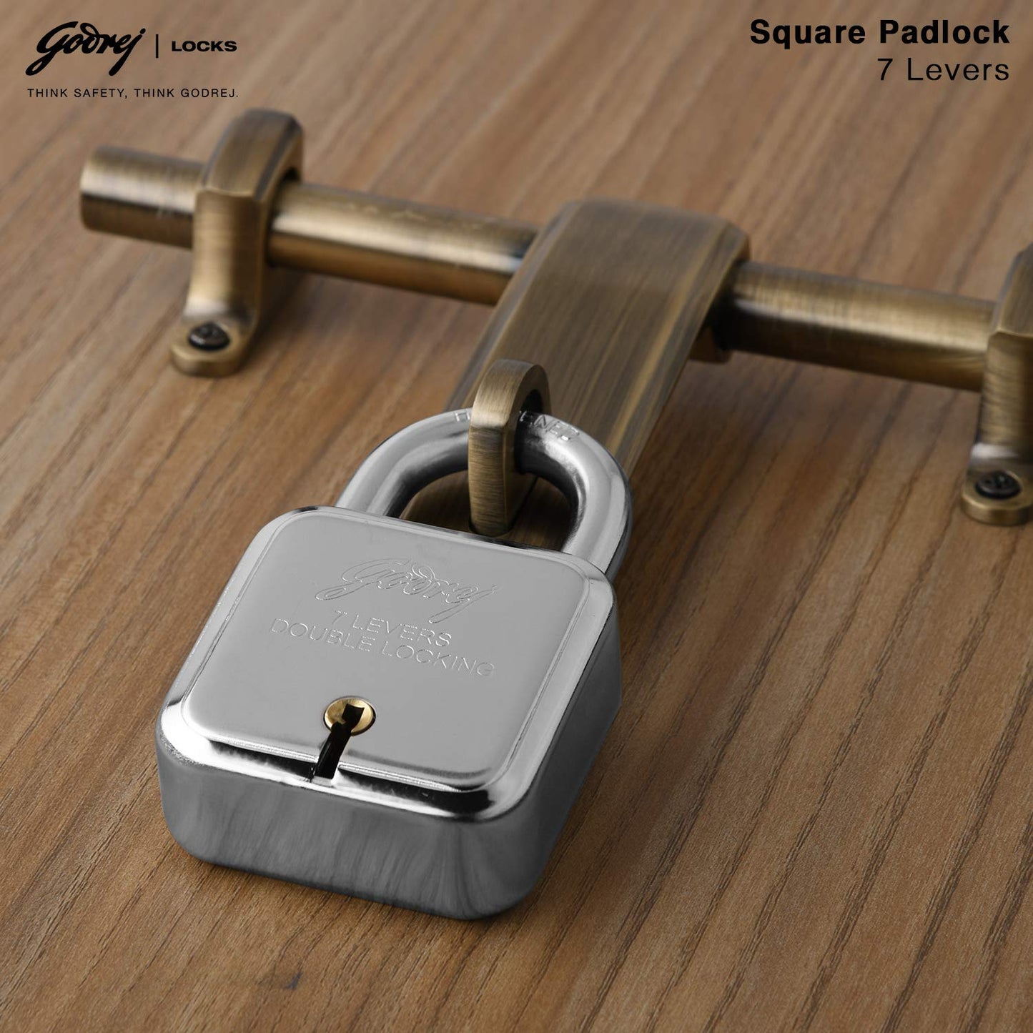 Godrej (C-8153) 60mm 7 Levers Square Padlock - 4 Keys