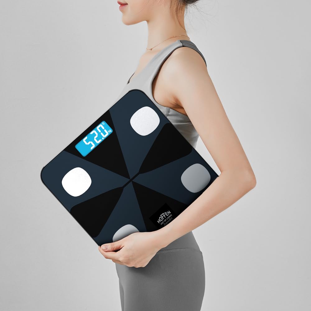 Hoffen Bluetooth BMI, BMR Digital Personal Weighing Scale, Free Bluetooth Mobile App