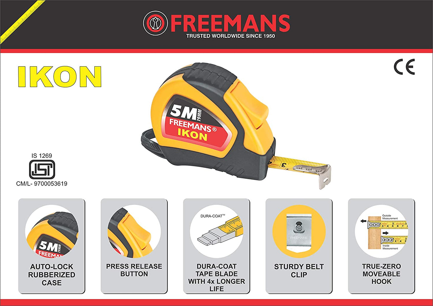 Freemans Ikon 5m:19mm Steel Measuring Tape