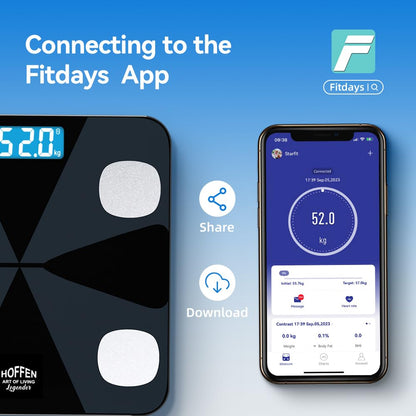 Hoffen Bluetooth BMI, BMR Digital Personal Weighing Scale, Free Bluetooth Mobile App