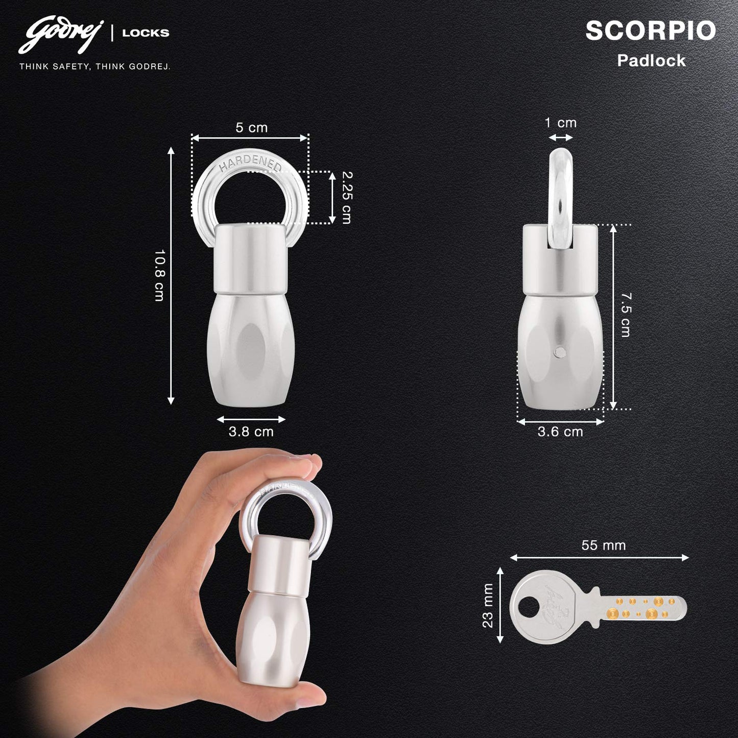 Godrej (C-7394) Scorpio Premium Padlock - 3 Keys