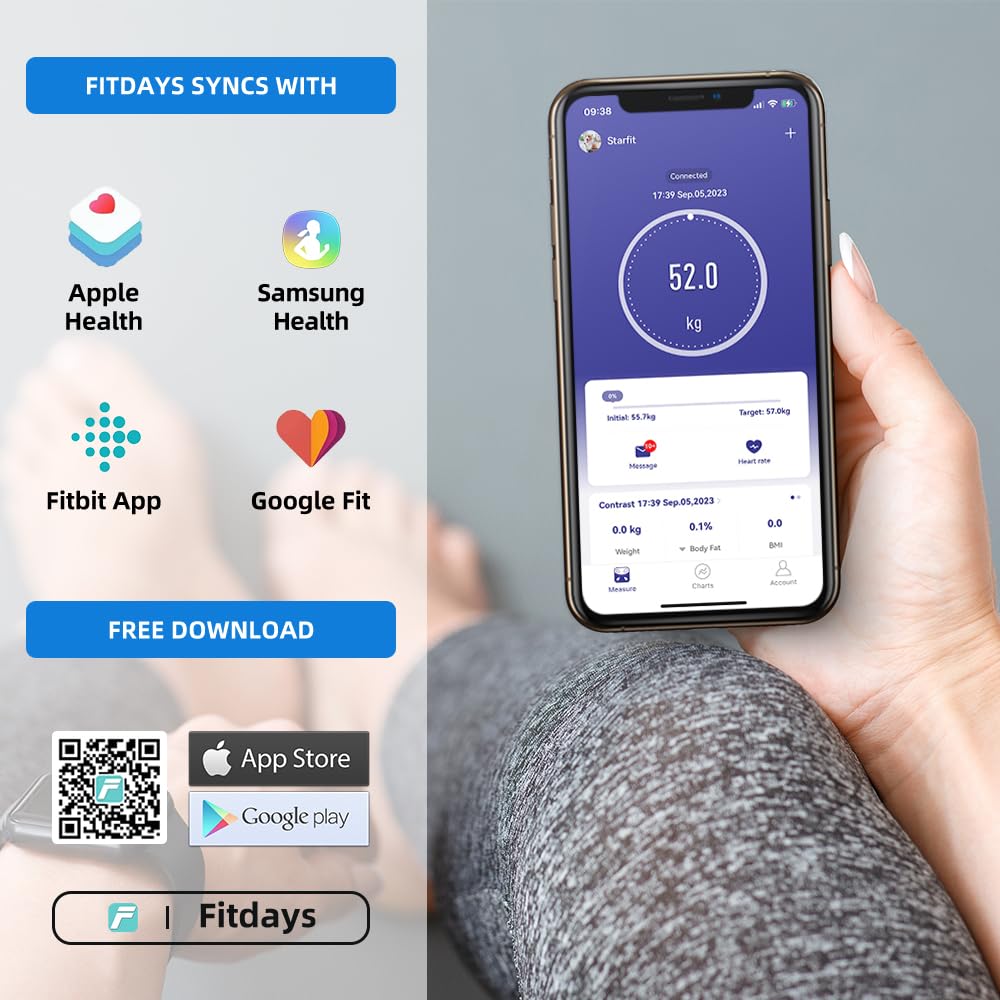 Hoffen Bluetooth BMI, BMR Digital Personal Weighing Scale, Free Bluetooth Mobile App
