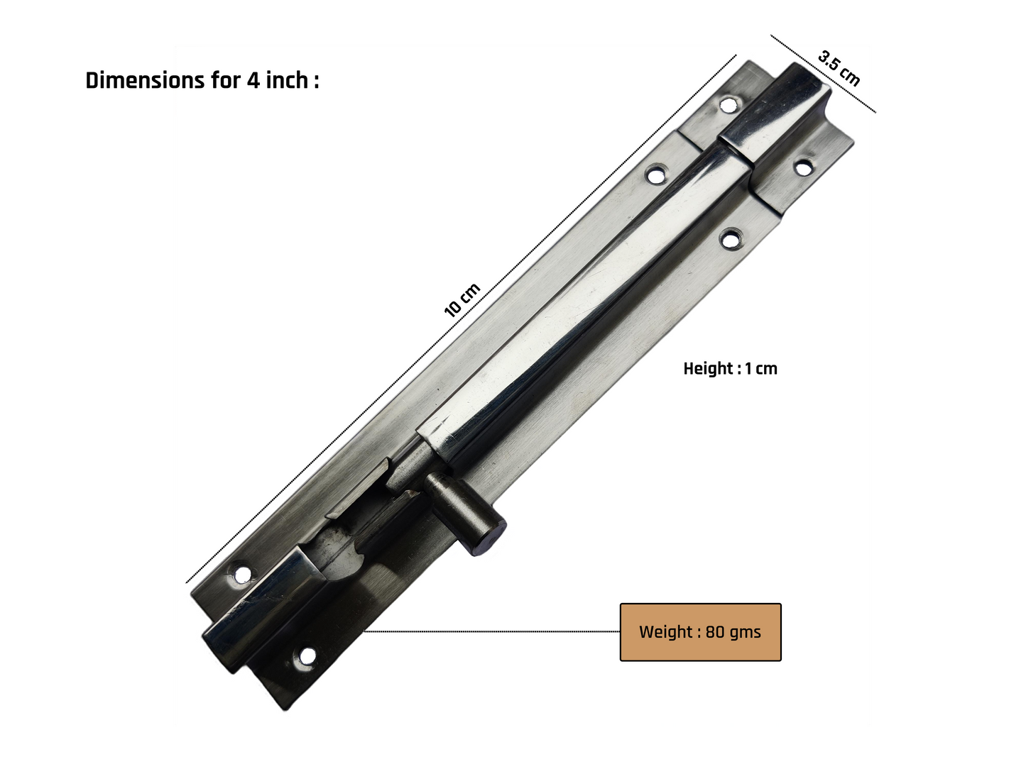 Aranze DSTB_1 Tower Bolt For Doors And Windows, Stainless Steel Finish