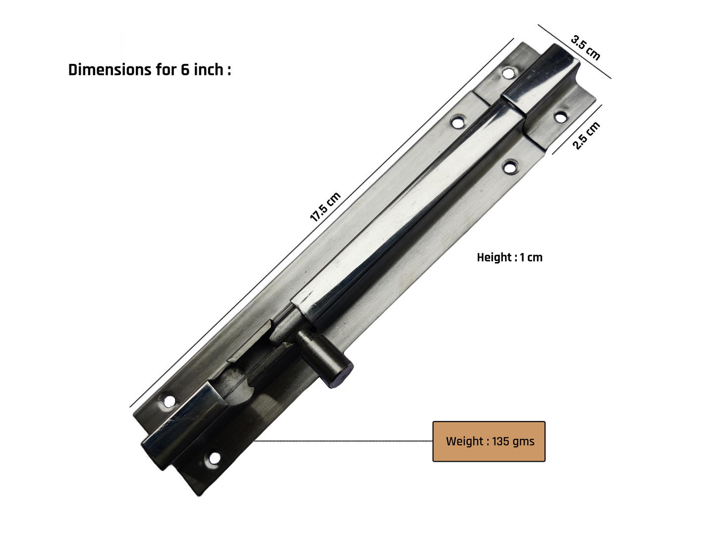 Aranze DSTB_1 Tower Bolt For Doors And Windows, Stainless Steel Finish