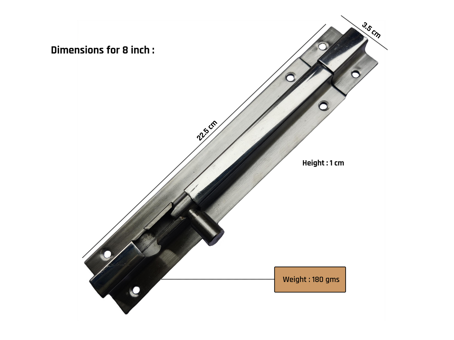 Aranze DSTB_1 Tower Bolt For Doors And Windows, Stainless Steel Finish